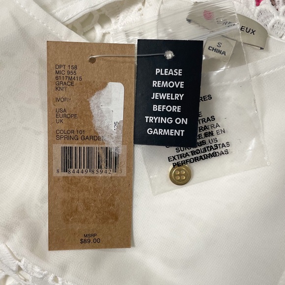 Cremieux Off White Sleeveless Semi Sheer Lace Floral Overlay Top NWT Small - Picture 8 of 9